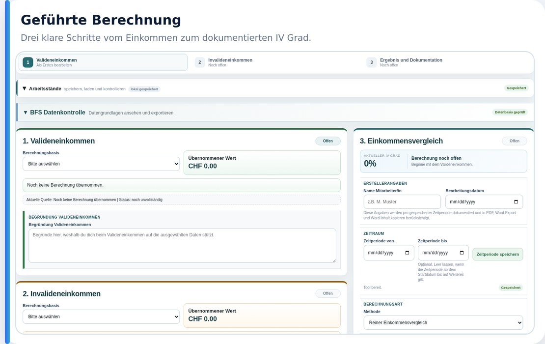 EKV Navigator: geführte Berechnung in drei Schritten